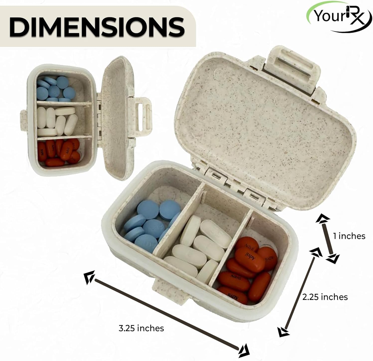 white-yourrx-travel-pill-organizer-with-3-compartments---durable-and-watertight-pill-case-for-vitamins-supplements-and-medicine---compact-travel-pill-container-for-purse-6