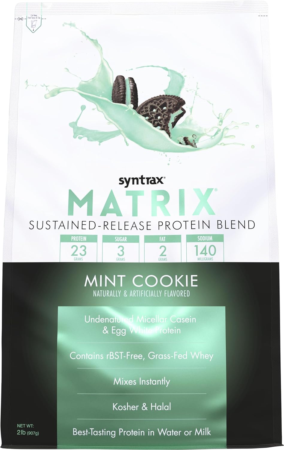 syntrax-nutrition-matrix-mint-cookie-protein-blend-with-real-cookie-pieces---2-lbs-sustained-release-formula-1