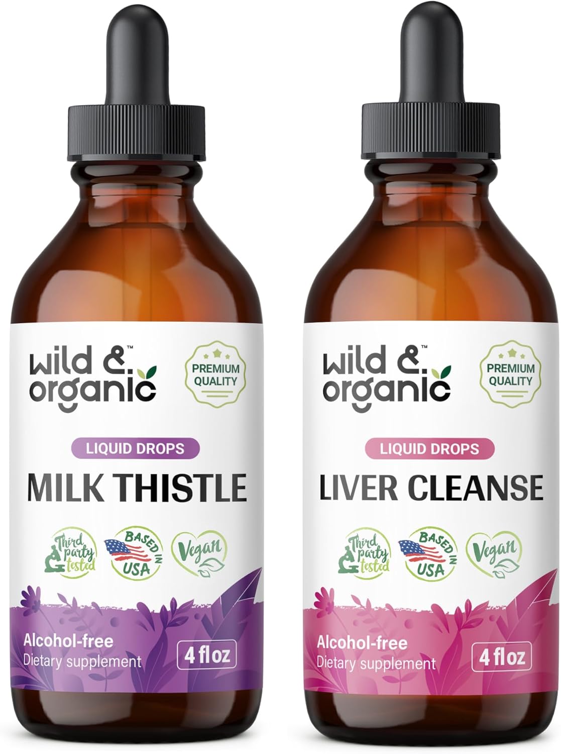 Organic Milk Thistle and Liver Cleanse Tincture Bundle - 4 fl oz Each - Espot.com.au