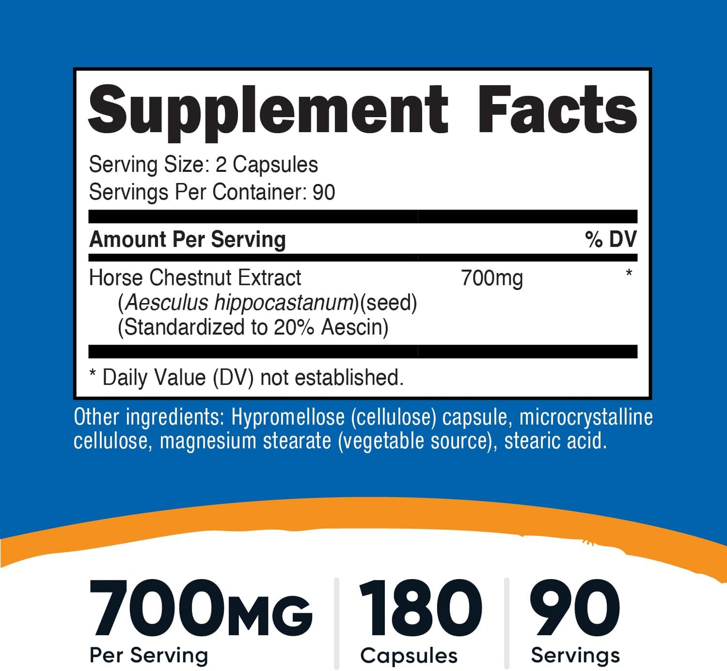 Nutricost Horse Chestnut Extract Capsules - 700mg Per Serving (180 Capsules, 90 Servings) - Non-GMO, Vegan Supplement - Espot.com.au
