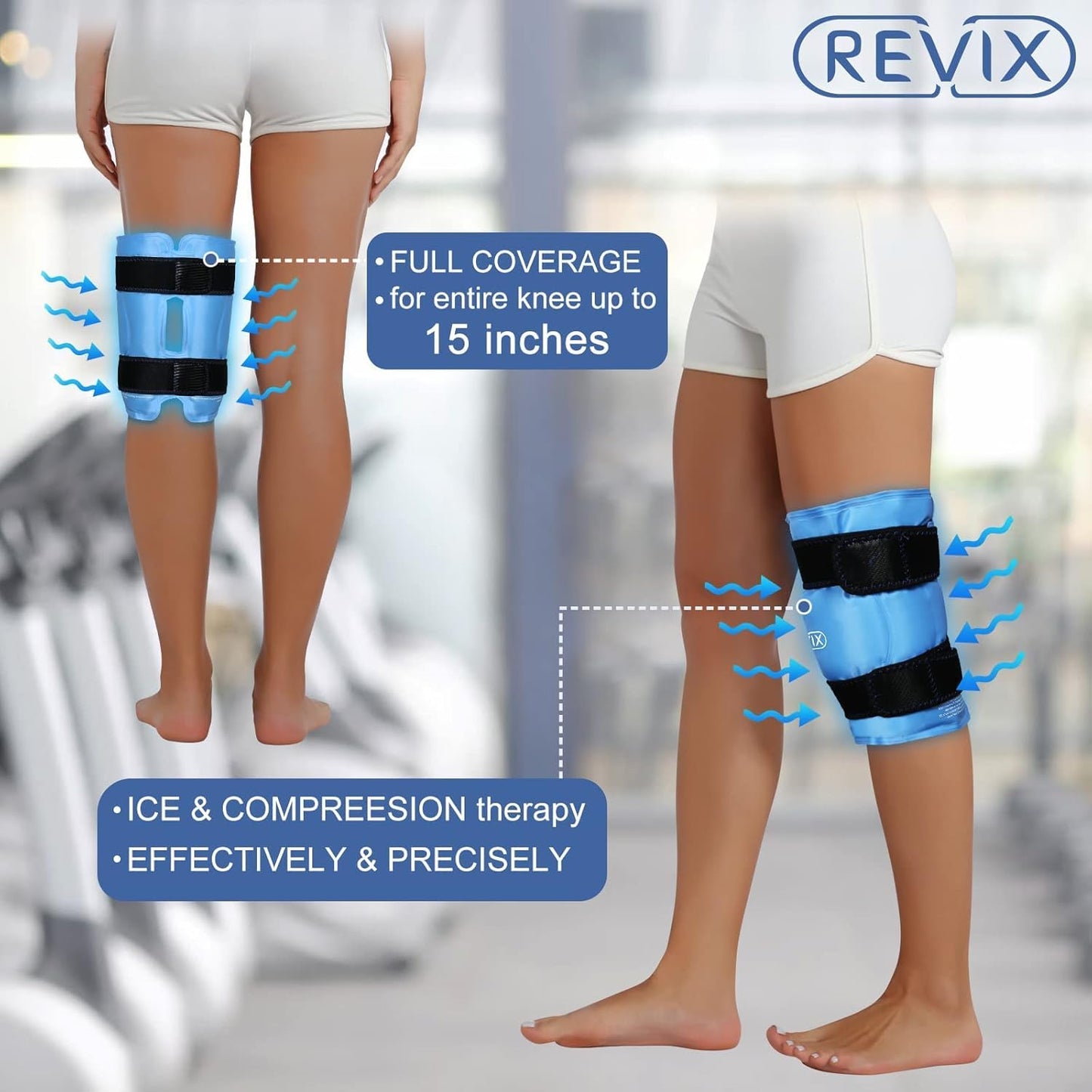 REVIX XL Knee Ice Pack Wrap for Knee Pain Relief and Leg Injuries - Reusable Gel Ice Wrap for Post-Surgery Recovery - Espot.com.au