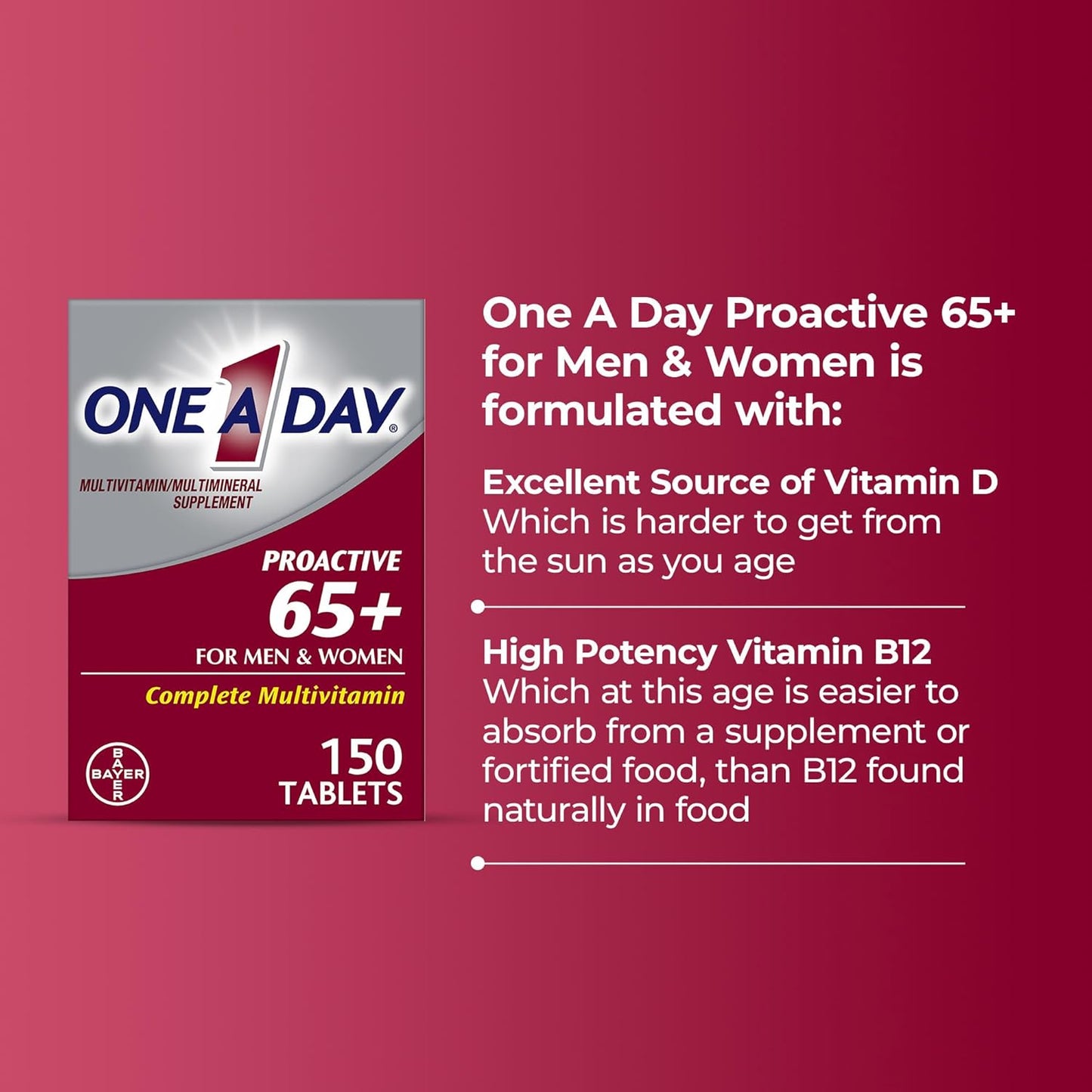 one-a-day-proactive-65-multivitamin-for-men-and-women---immune-health-support-with-vitamin-a-c-d-zinc-calcium-folic-acid---150-tablets-2