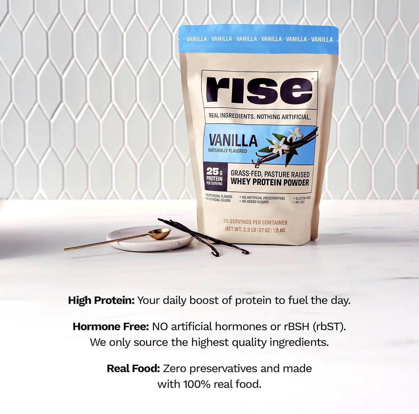 Vanilla Grass-Fed Whey Protein Powder - 25g Protein, Sugar-Free, Gluten-Free, Soy-Free - No Artificial Flavors, Colors, or Preservatives (2.3 lbs) - Espot.com.au