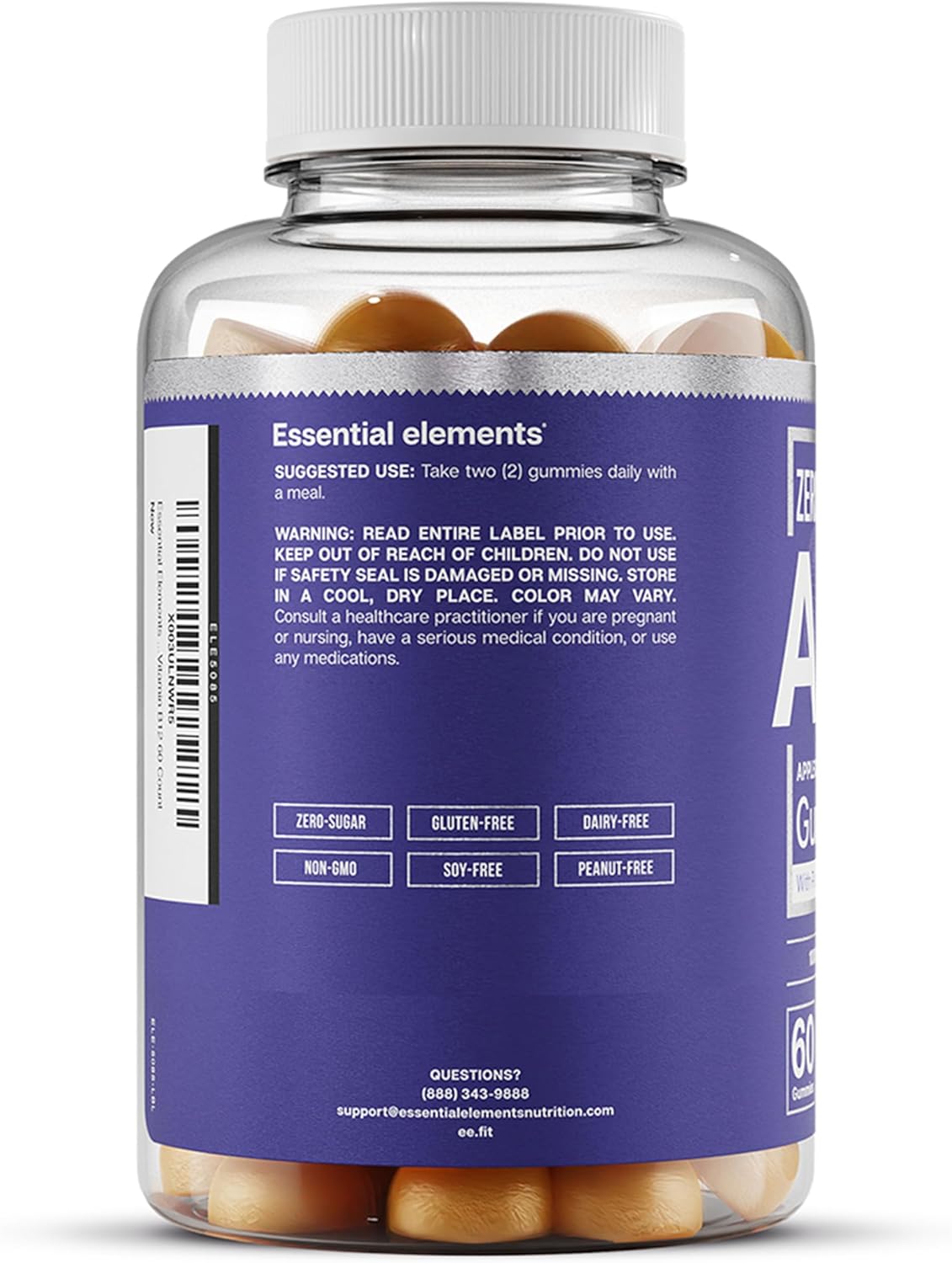 Naturally-Sourced Vegan ACV Gummies with Chromium - Zero-Sugar Apple Cider Vinegar Gummies (2-Pack, 60 Count) - Espot.com.au