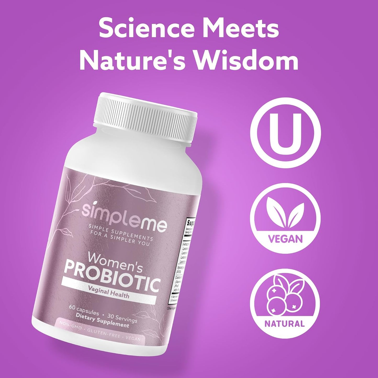 Women's Probiotic Supplement with Cranberry for Vaginal Health & UTI Prevention - 60 Capsules for pH Balance & Gut Flora - Probiotics with Prebiotics for Women's Wellness - Espot.com.au