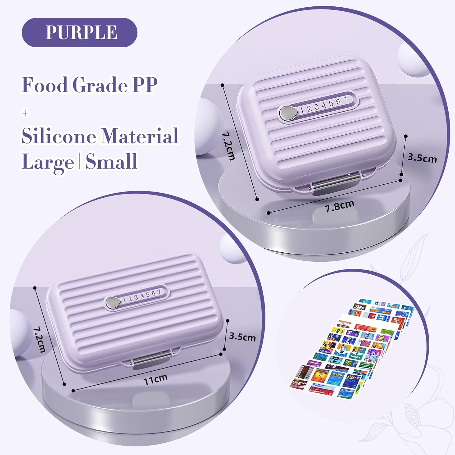 purple-golfing-travel-pill-organizer-box-with-medicine-labels-2-pack-7-compartments-portable-pill-case-for-daily-medication-storage-small-and-large-sizes-for-pocket-pharmacy-2