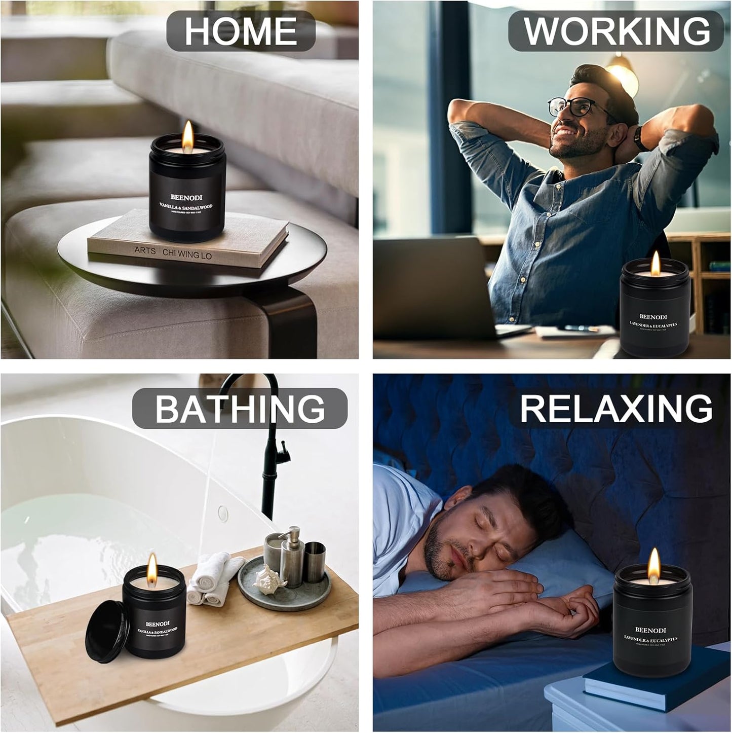 beenodi-2-pack-large-scented-candles-for-men---lavender-eucalyptus-vanilla-sandalwood---stress-relief-gift---75-oz-each---home-fragrance-candle-set-6