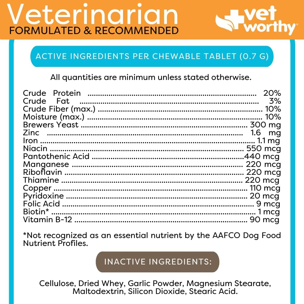 garlic-flavored-brewers-chewables-for-dogs---300-tablets---support-healthy-skin-coat-with-zinc-iron-vitamin-b-complex---daily-dog-supplement-3