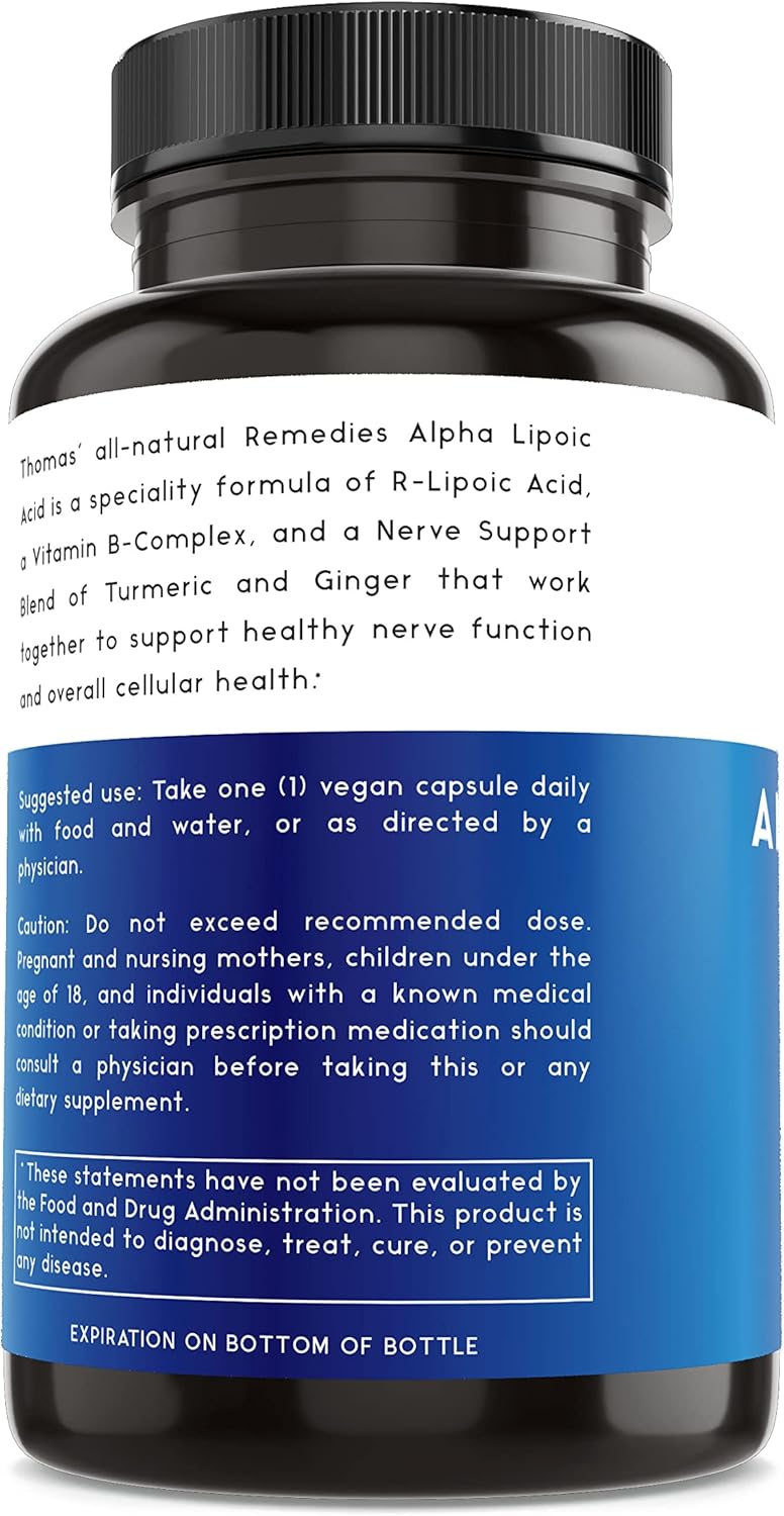 Natural Alpha Lipoic Acid 600mg Capsules with B-Vitamins - Thomas' Vegan Formula without Fillers - 120 Count - Espot.com.au