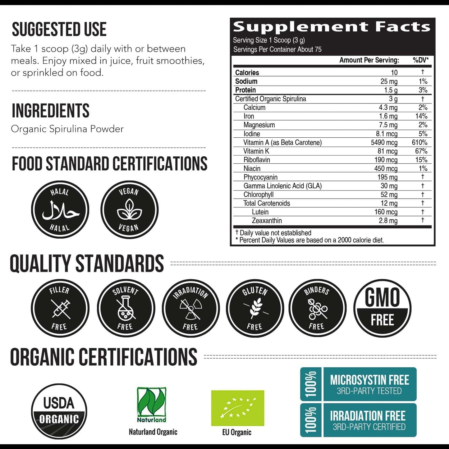 premium-parry-organic-spirulina-powder---highest-nutrient-density-non-irradiated-4-organic-certifications-vegan-farming-process---75-servings-8-oz-6