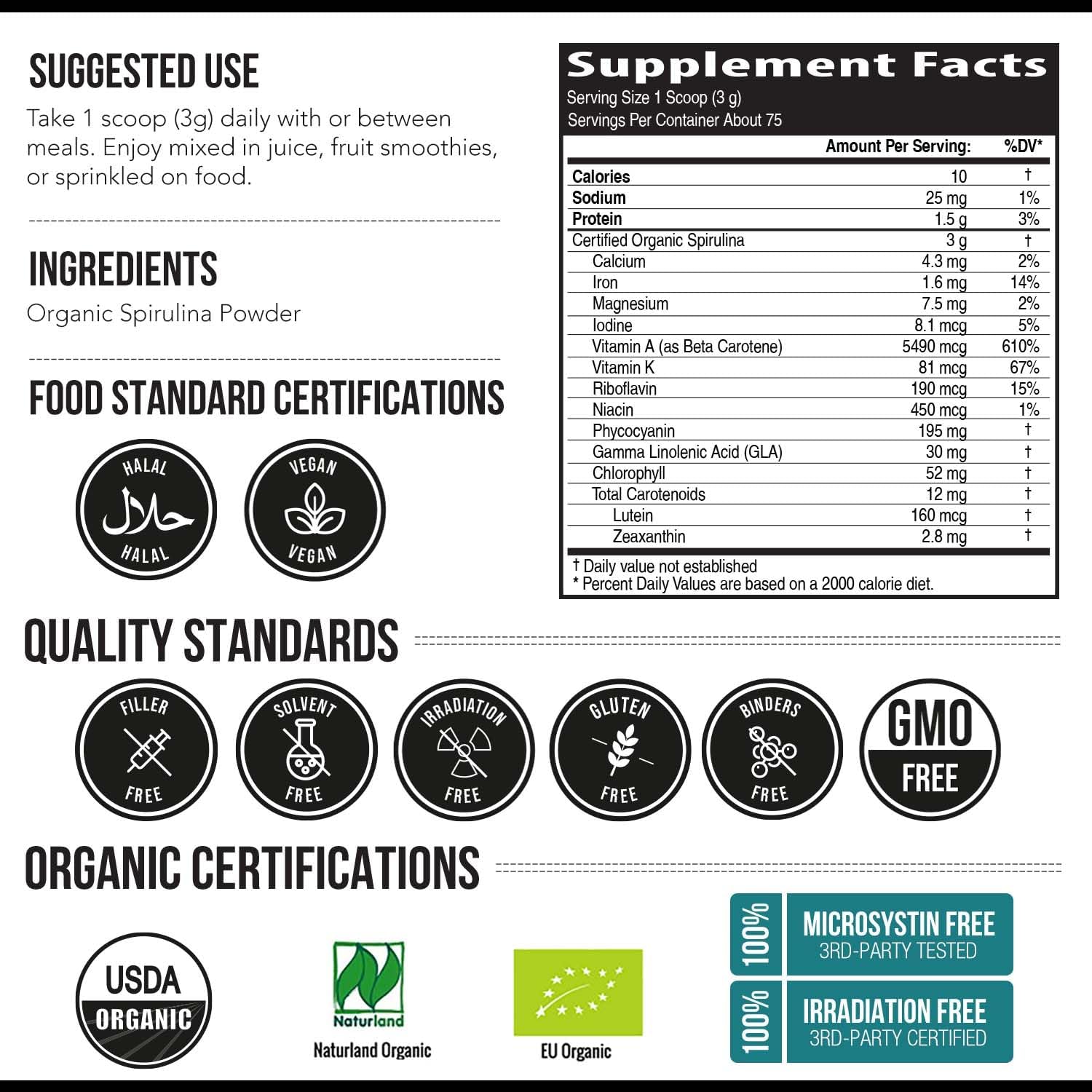 premium-parry-organic-spirulina-powder---highest-nutrient-density-non-irradiated-4-organic-certifications-vegan-farming-process---75-servings-8-oz-6
