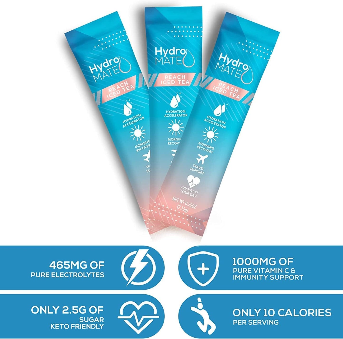hydromate-electrolytes-powder-peach-tea---16-count-instant-hydration-packets-with-vitamin-c---low-sugar-fast-party-recovery-packets-7