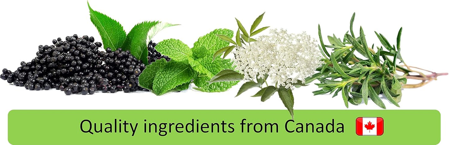 Elderberry Syrup with Elderflower, Thyme, Peppermint - Immune Boosting Formula, No Added Sugar, Delicious Taste - 24 Day Supply - Espot.com.au