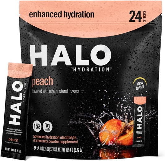 organic-peach-electrolyte-powder-packets---24-servings-low-sugar-vegan-essential-vitamins-minerals-halo-sport-hydration-1