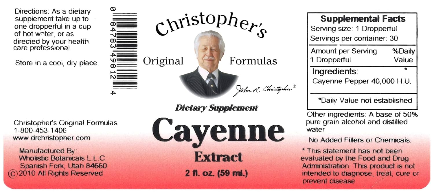 Premium Christopher's Original Formulas Cayenne Extract Liquid - 2 fl oz | Herbal Supplement for Wellness - Espot.com.au