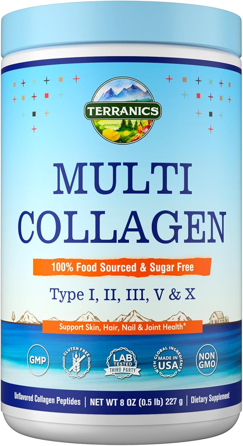 terranics-multi-collagen-peptides-powder---type-i-ii-iii-v-x-collagen-for-skin-nails-joints---unflavored-keto-supplement-8oz-1