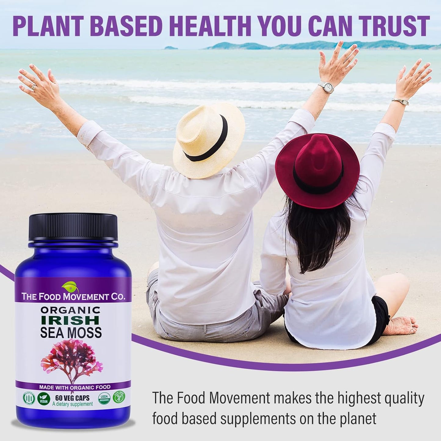 Organic Irish Sea Moss Capsules - Rich in Trace Minerals, Supports Digestion and Immune Health - 60 Count - Espot.com.au