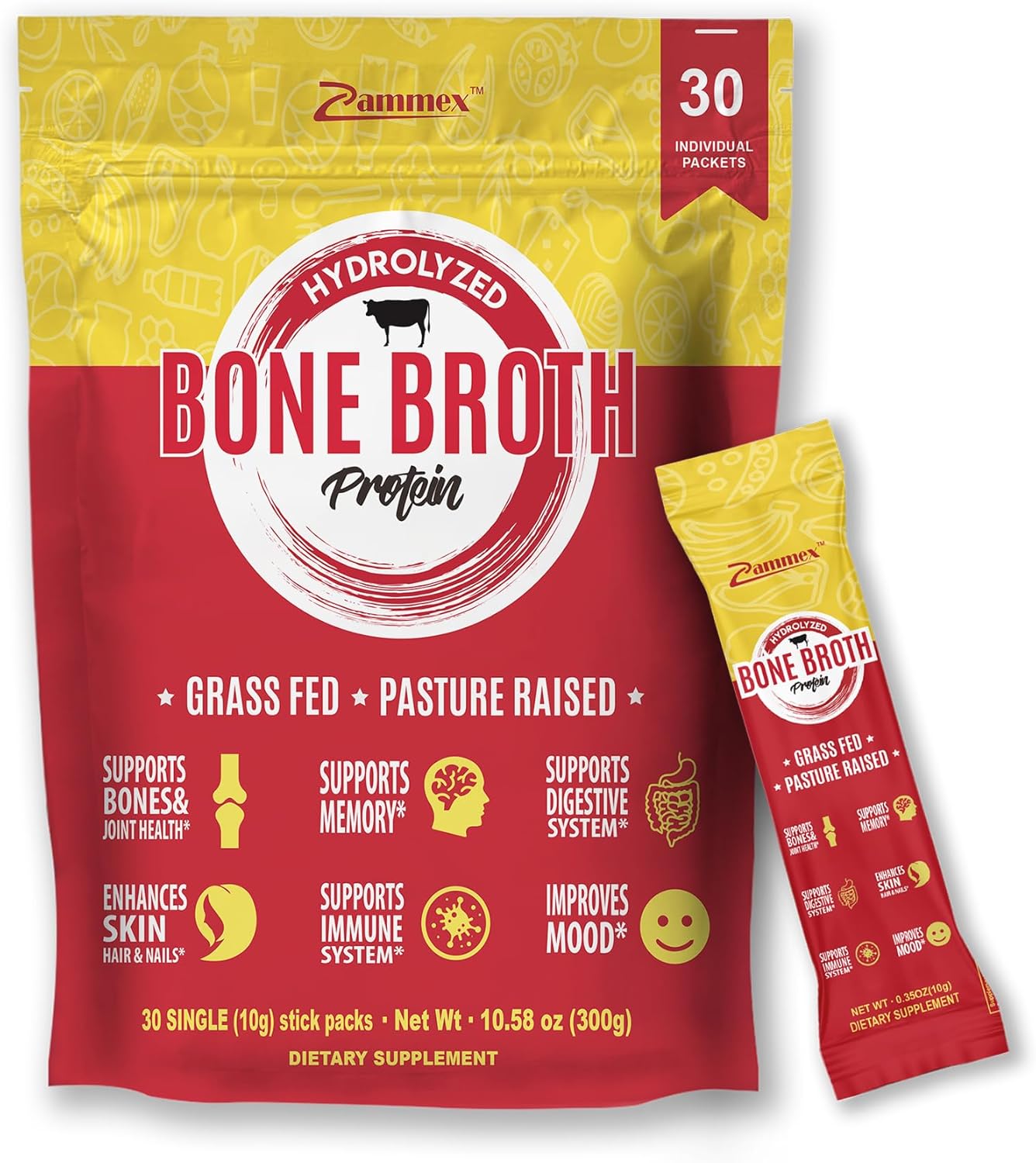 zammex-bone-broth-protein-collagen-peptides-powder-travel-packets---type-i-iii---convenient-on-the-go-packets-2