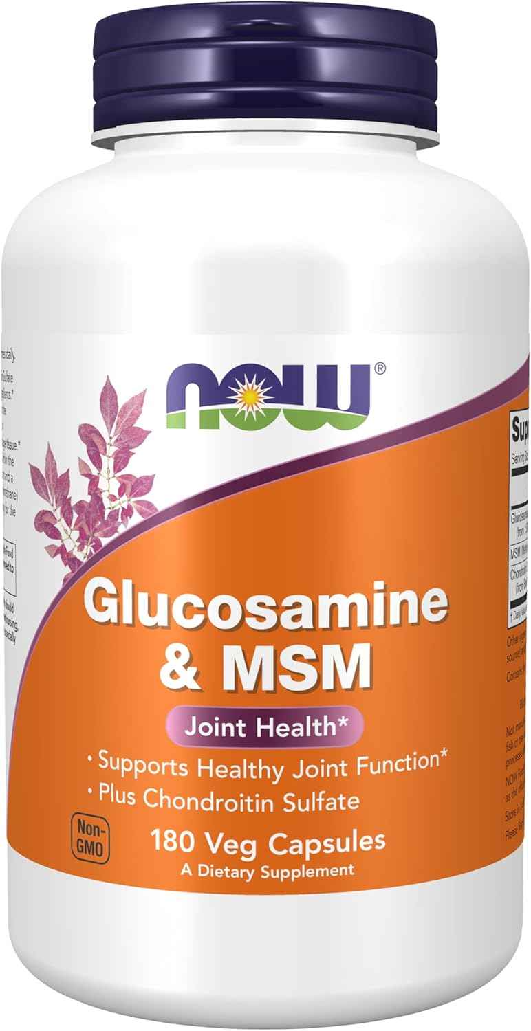 NOW Foods Glucosamine, MSM, and Chondroitin Sulfate Joint Health Supplement - 180 Veg Capsules