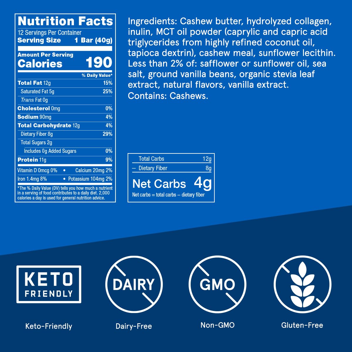 bulletproof-collagen-protein-bars---vanilla-shortbread-flavor---11g-protein---12-pack---grass-fed-healthy-snacks-with-mct-oil---low-sugar-option---no-added-sugar-2