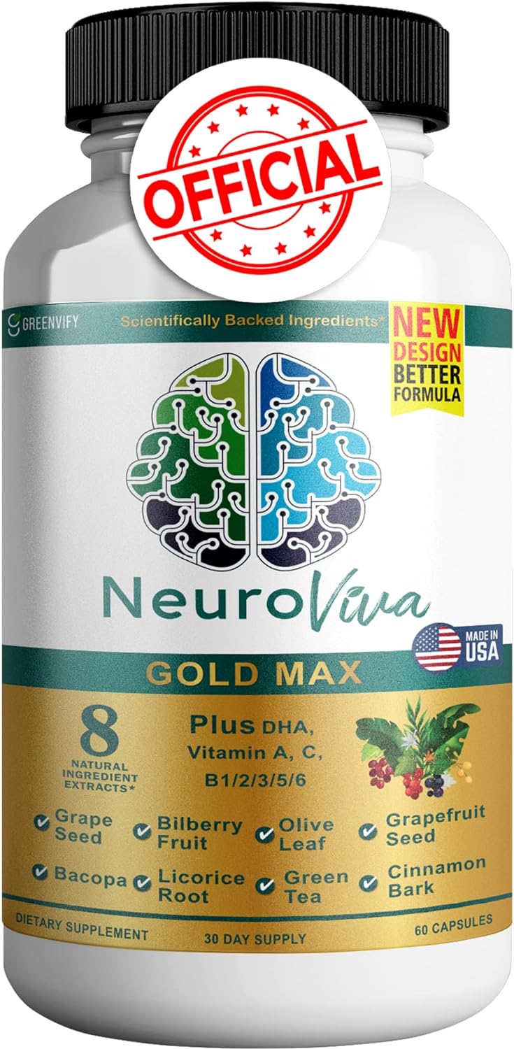 Neuroviva Gold Max Plus Brain Supplement for Memory, Focus & Mental Clarity - Cognitive Enhancement Vitamins B6, B12 - 60 Capsules - Espot.com.au