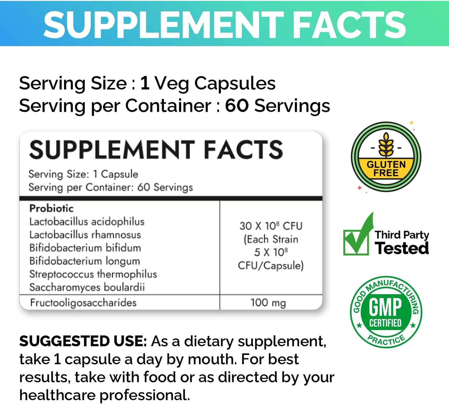 EchoHeals CEUTICALS Acidophilus Probiotic - 30 Billion CFUs for Digestive & Immune Health - 60 Capsules - Espot.com.au