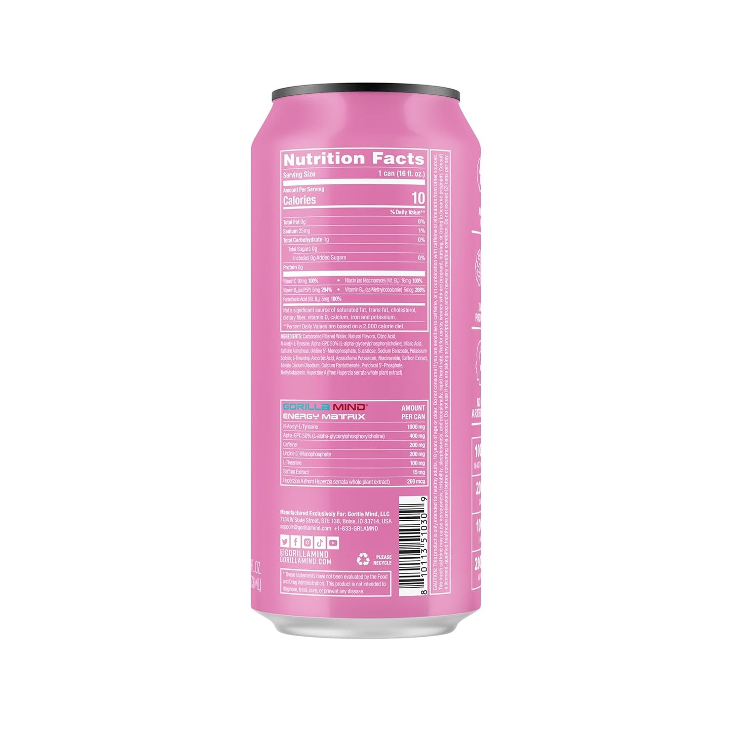 strawberry-candy-gorilla-mind-energy-drink---12-pack-16oz-boost-energy-and-focus-with-n-acetyl-l-tyrosine-alpha-gpc-200mg-caffeine-uridine-saffron-no-sugar-or-artificial-colors-2