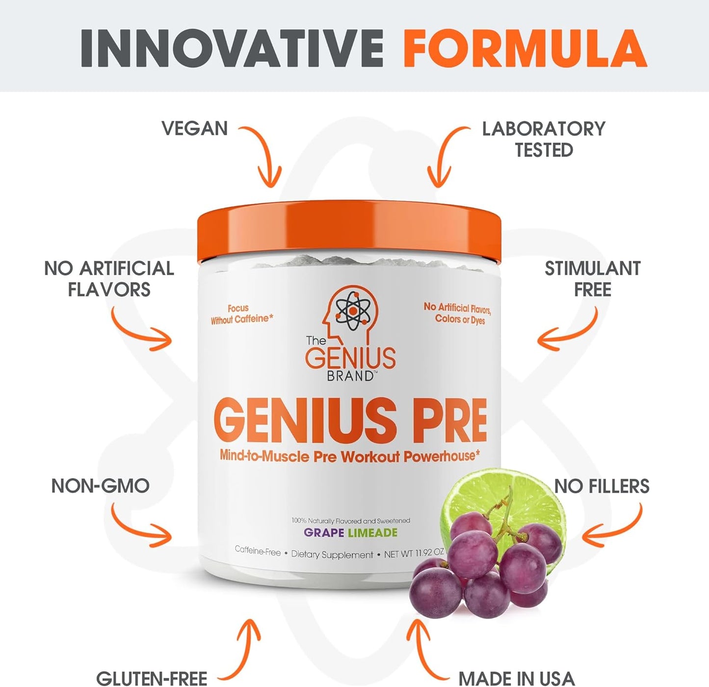 genius-pre-workout-powder-grape-limeade-flavor---natural-nootropic-caffeine-free-nitric-oxide-booster-with-beta-alanine-alpha-gpc---no-artificial-ingredients-6