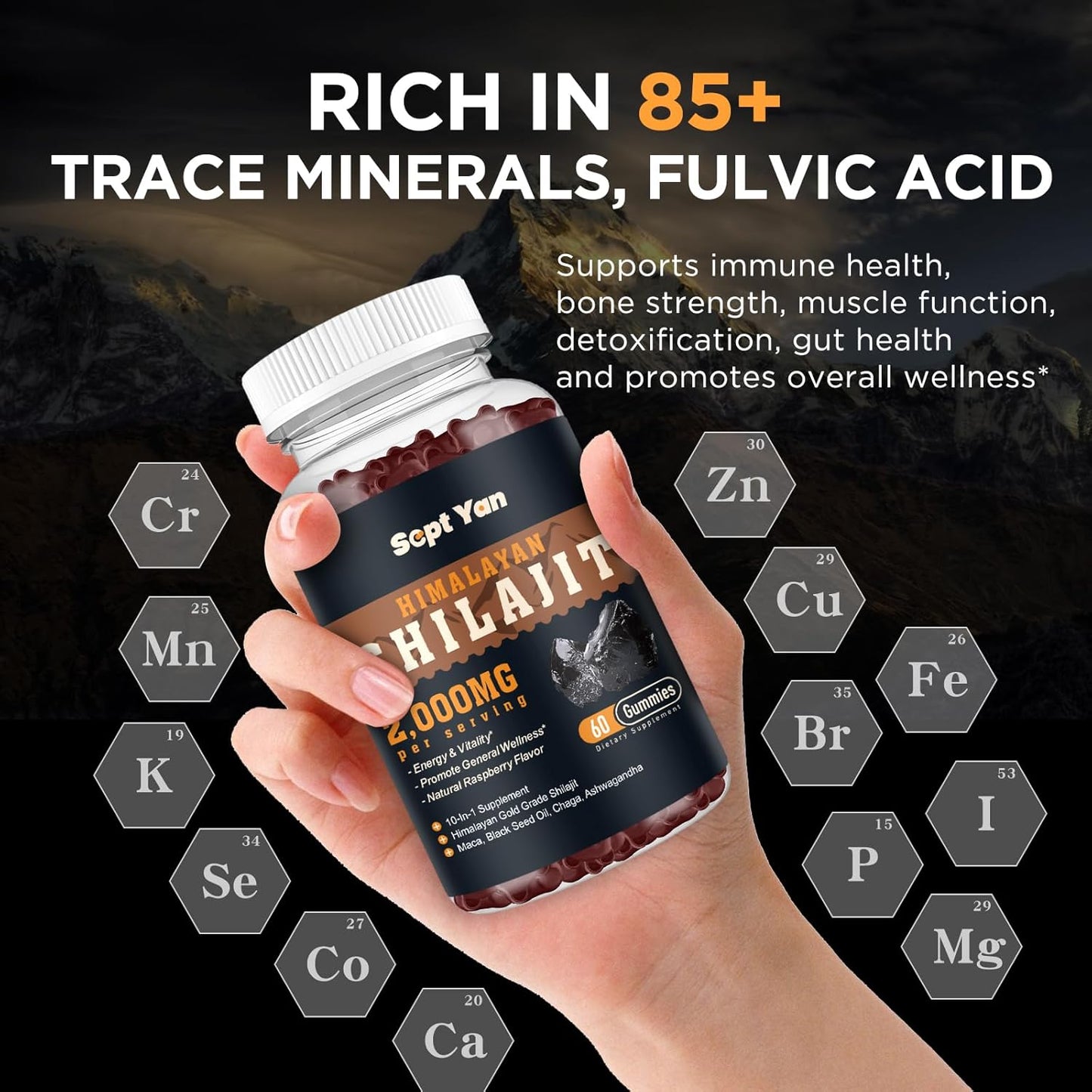organic-shilajit-gummies-2000mg-with-85-trace-minerals---ashwagandha-maca-black-seed-oil---energy-brain-immunity---sugar-free-raspberry---60ct-4
