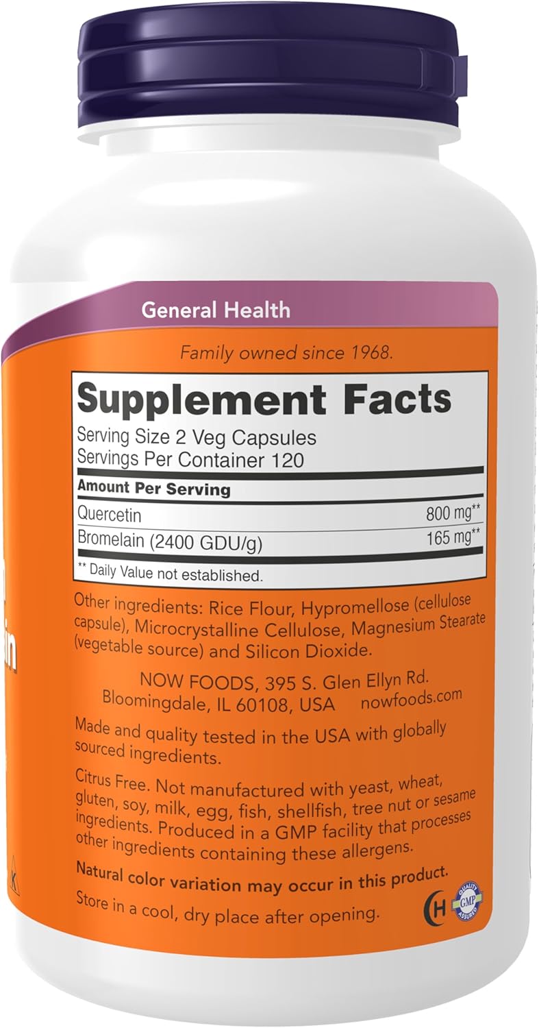 NOW Foods Quercetin with Bromelain Supplements - Support a Balanced Immune System with 240 Veg Capsules - Espot.com.au