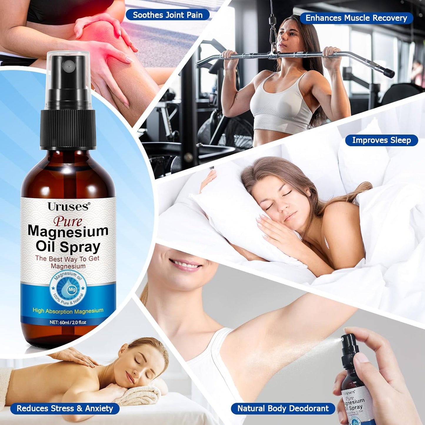 2-Pack Pure Magnesium Oil Spray in Glass Bottle for Feet - Topical Magnesium Chloride Brine for Easy Absorption - Espot.com.au