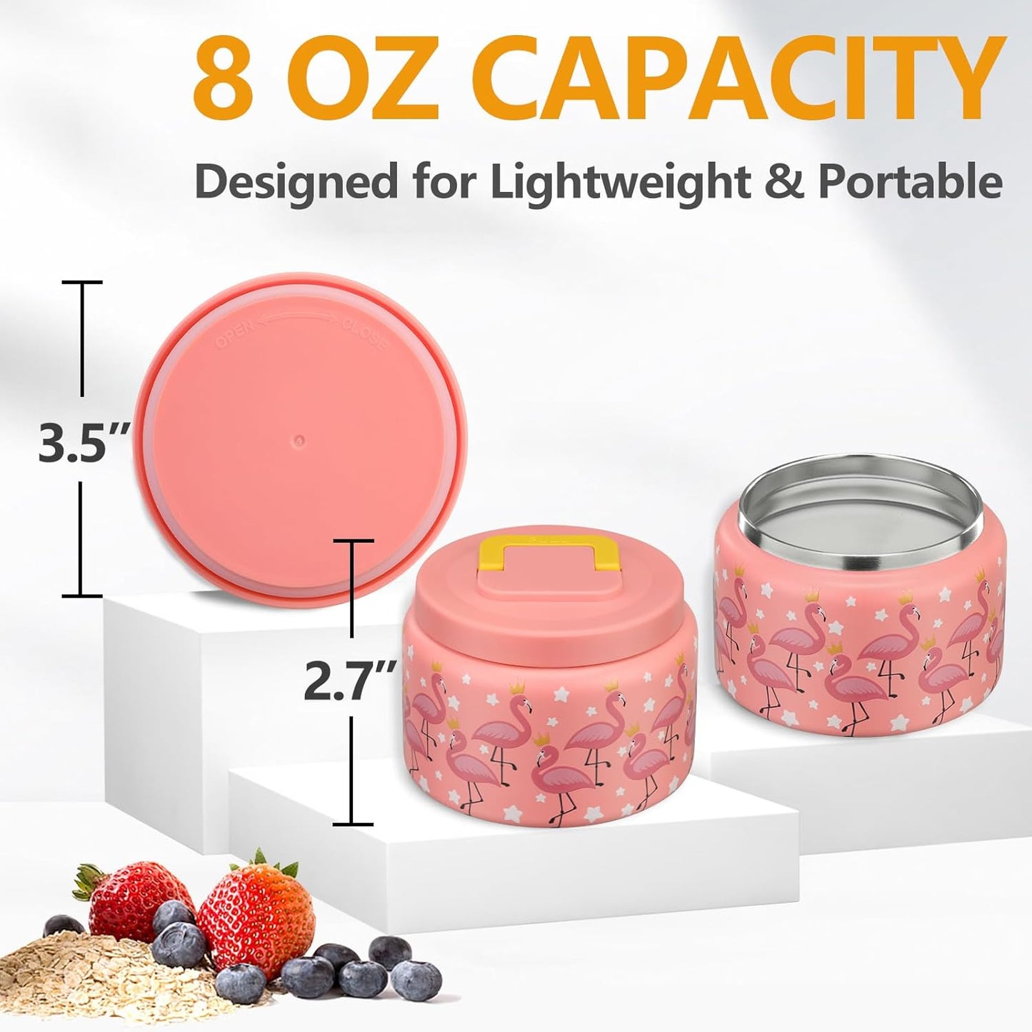8oz-kids-thermo-food-container-stainless-steel---small-lunch-thermos-for-hotcold-food---easy-wide-mouth-opening---ideal-for-preschool-travel---pink-flamingos-2