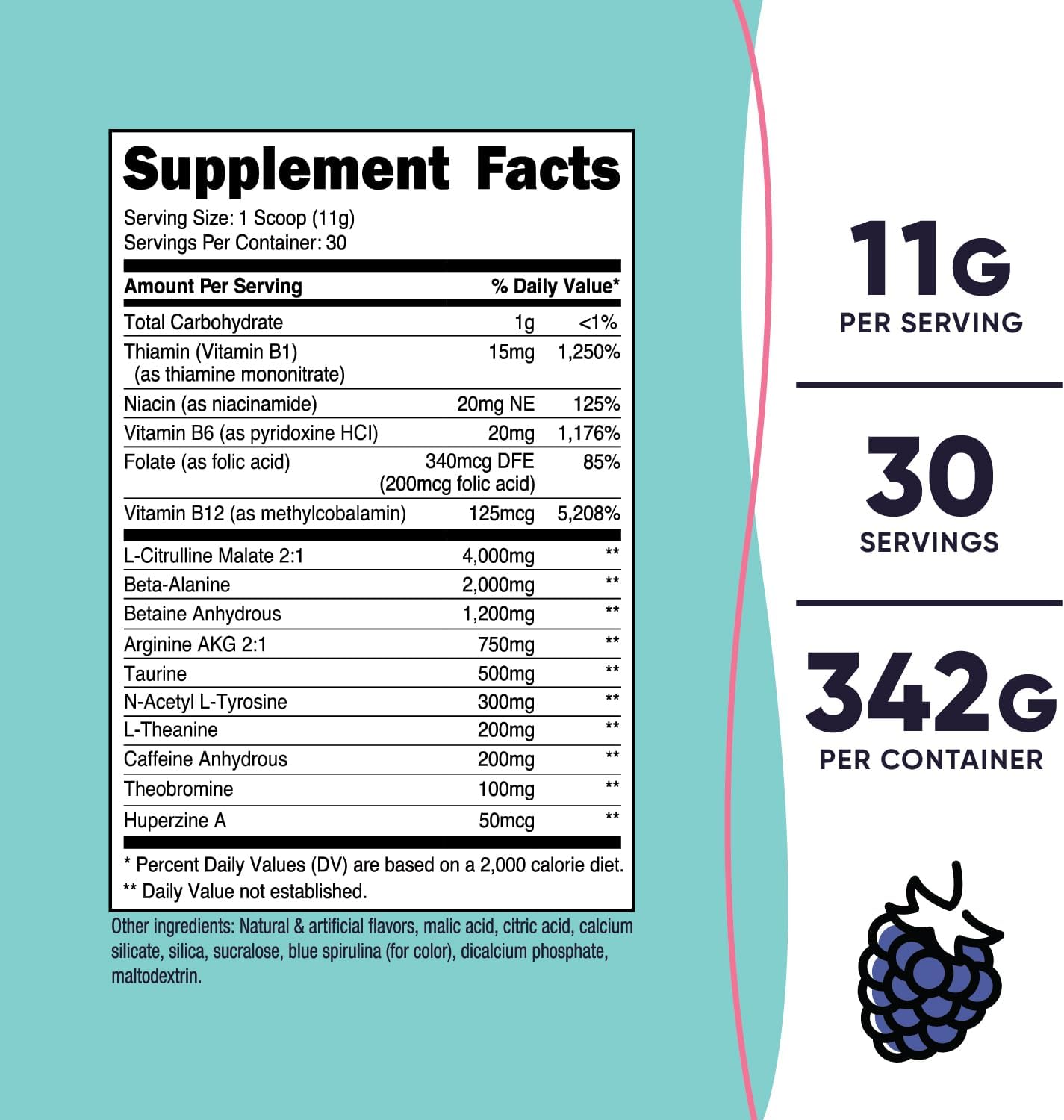 Nutricost Women's Pre-Workout Powder - Blue Raspberry Flavor - 30 Servings - Espot.com.au