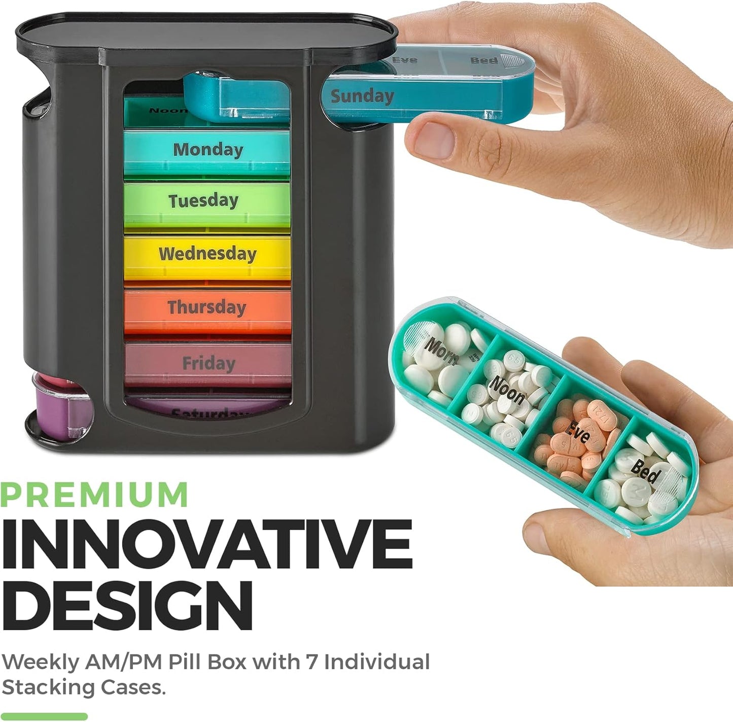 black-weekly-pill-organizer-with-7-stackable-compartments---1-dispenser-for-morning-noon-evening-and-bedtime-doses-7