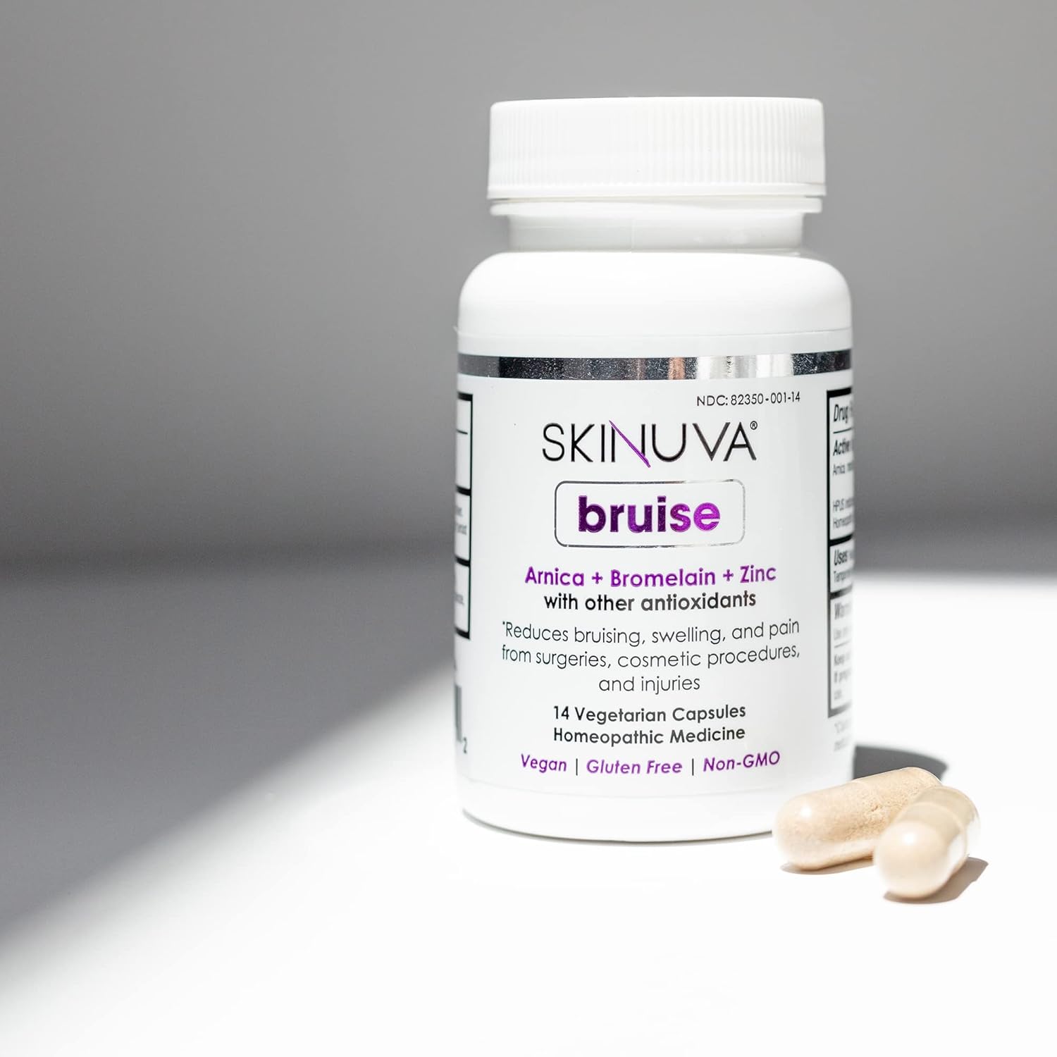 skinuva-bruise-supplement---arnica-bromelain-zinc-for-bruising-swelling---homeopathic-remedy---14-capsules-7-days-7