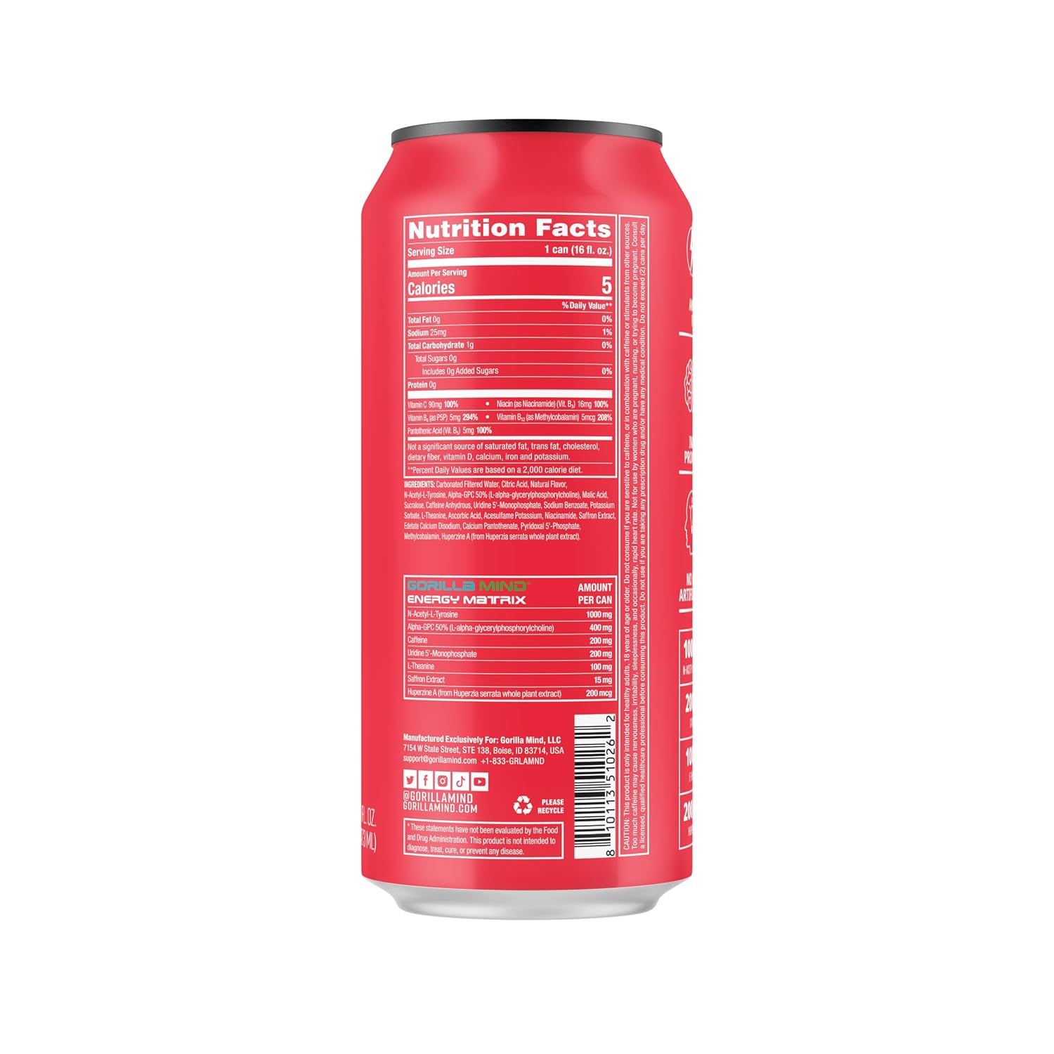 sour-watermelon-candy-gorilla-mind-energy-drink---boost-energy-and-focus-with-n-acetyl-l-tyrosine-alpha-gpc-200mg-caffeine-uridine-and-saffron---sugar-free-and-no-artificial-colors---16oz-12-pack-2