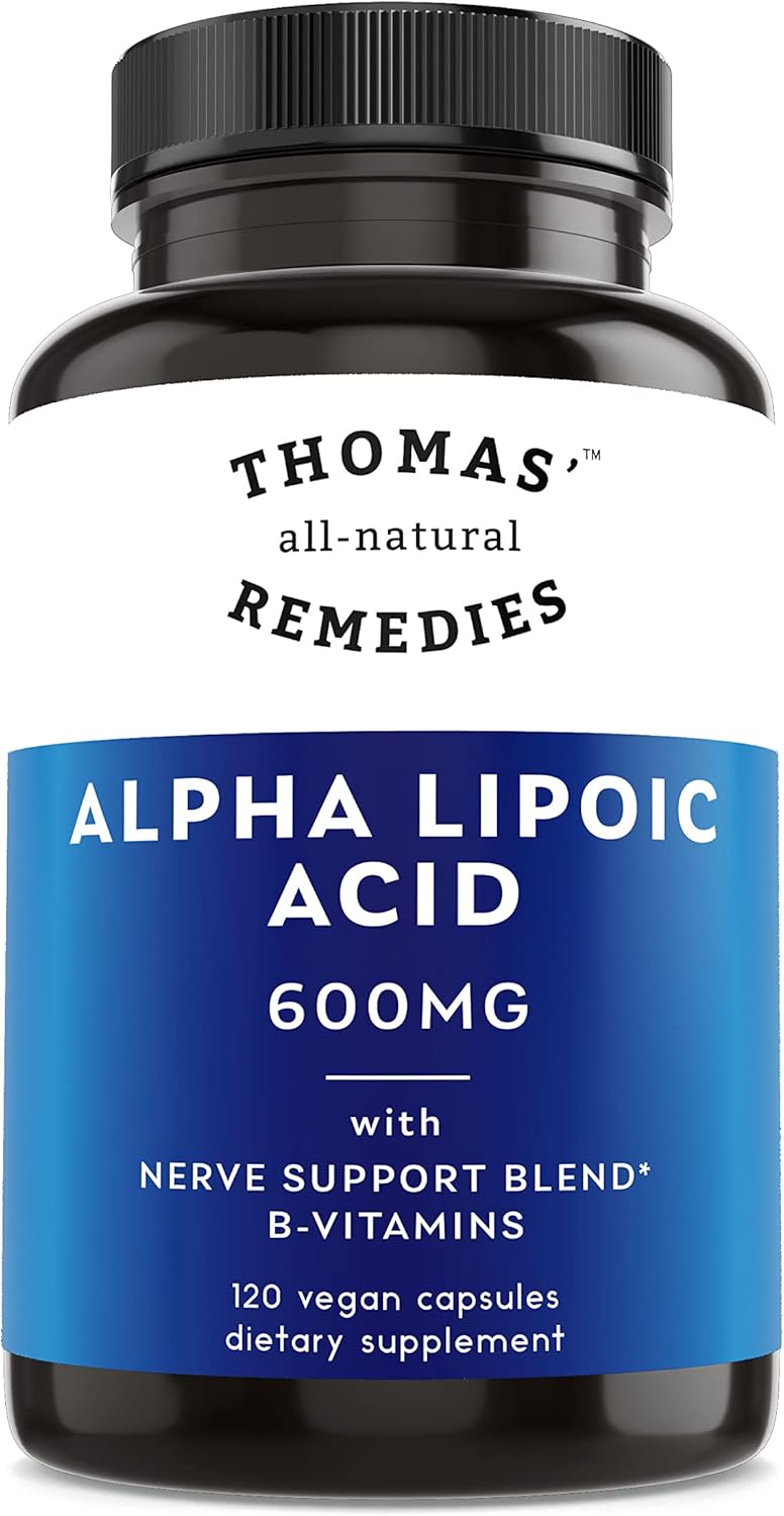 Natural Alpha Lipoic Acid 600mg Capsules with B-Vitamins - Thomas' Vegan Formula without Fillers - 120 Count - Espot.com.au