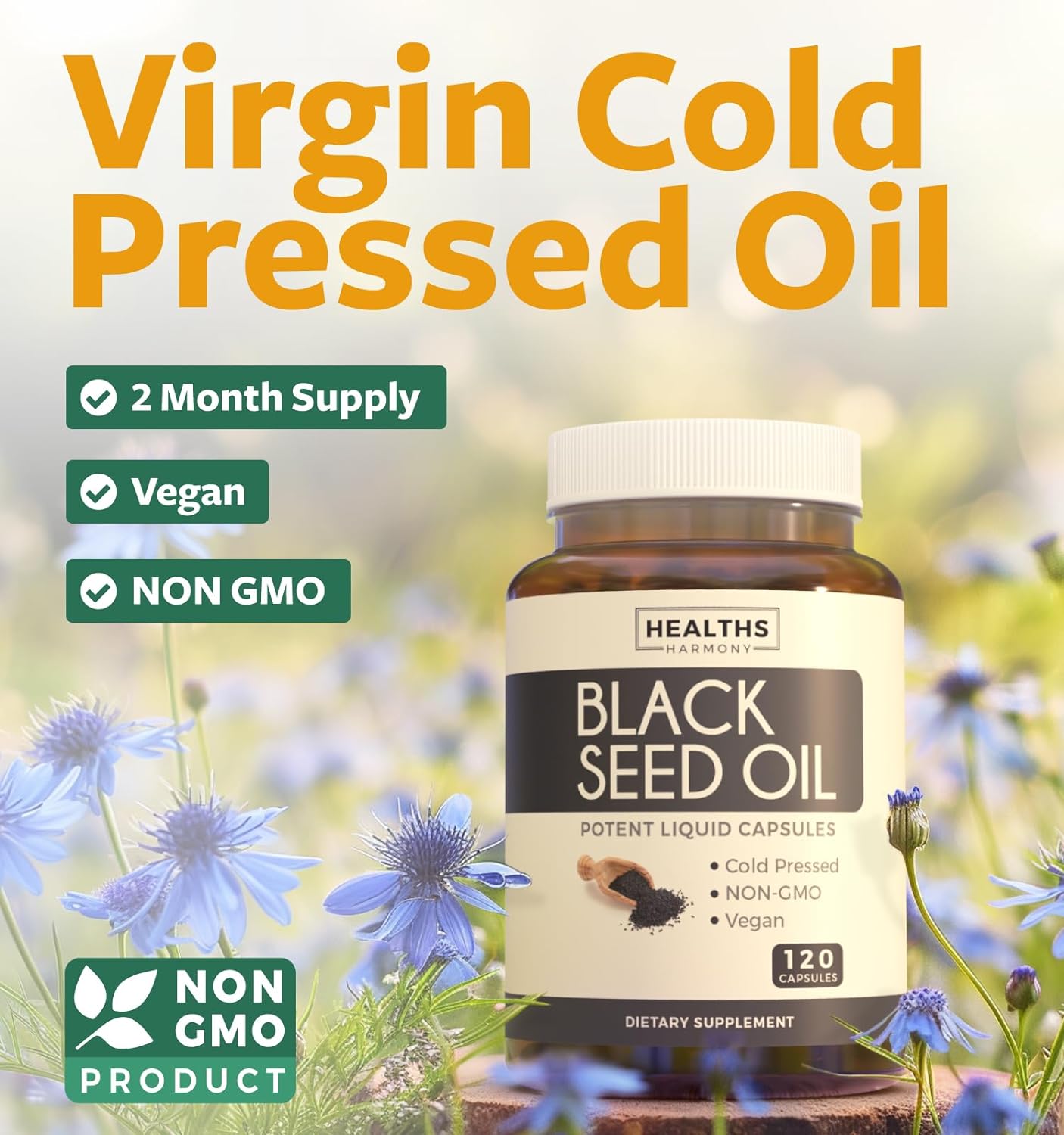 non-gmo-black-seed-oil-softgels-for-skin-health---120-capsules-cold-pressed-nigella-sativa-with-vitamin-e---500mg-each-1000mg-per-serving---vegan-formula-by-healths-harmony-2