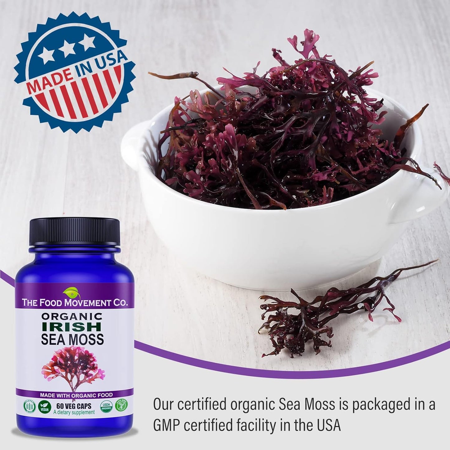 Organic Irish Sea Moss Capsules - Rich in Trace Minerals, Supports Digestion and Immune Health - 60 Count - Espot.com.au