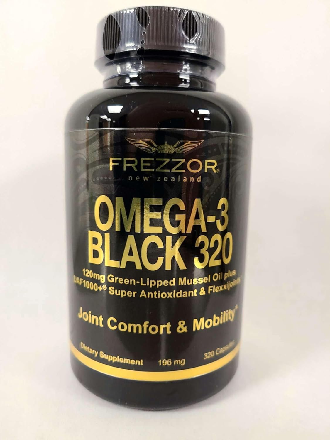 320 Count FREZZOR Omega 3 Black Capsules with Green Lipped Mussel Oil - Joint Care & Heart Support - Made in New Zealand - UAF1000+ - No Fishy Aftertaste - Immune Relief - 1 Pack - Espot.com.au