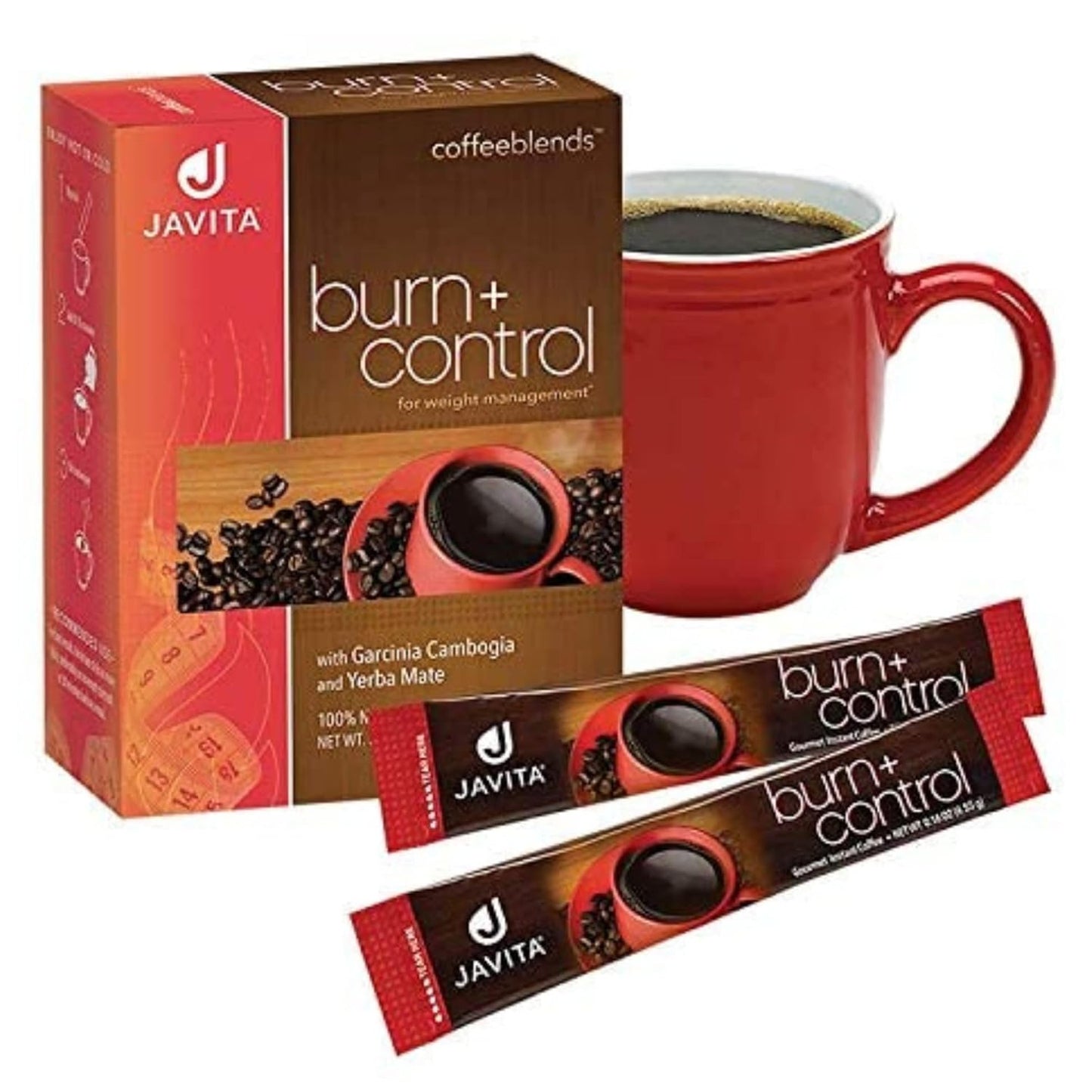 Javita Burn + Control Instant Coffee with Garcinia Cambogia & Yerba Mate for Weight Management - 24 Sticks, 1 Box - Slimming Coffee for Exercise & Keto Dieters - Espot.com.au