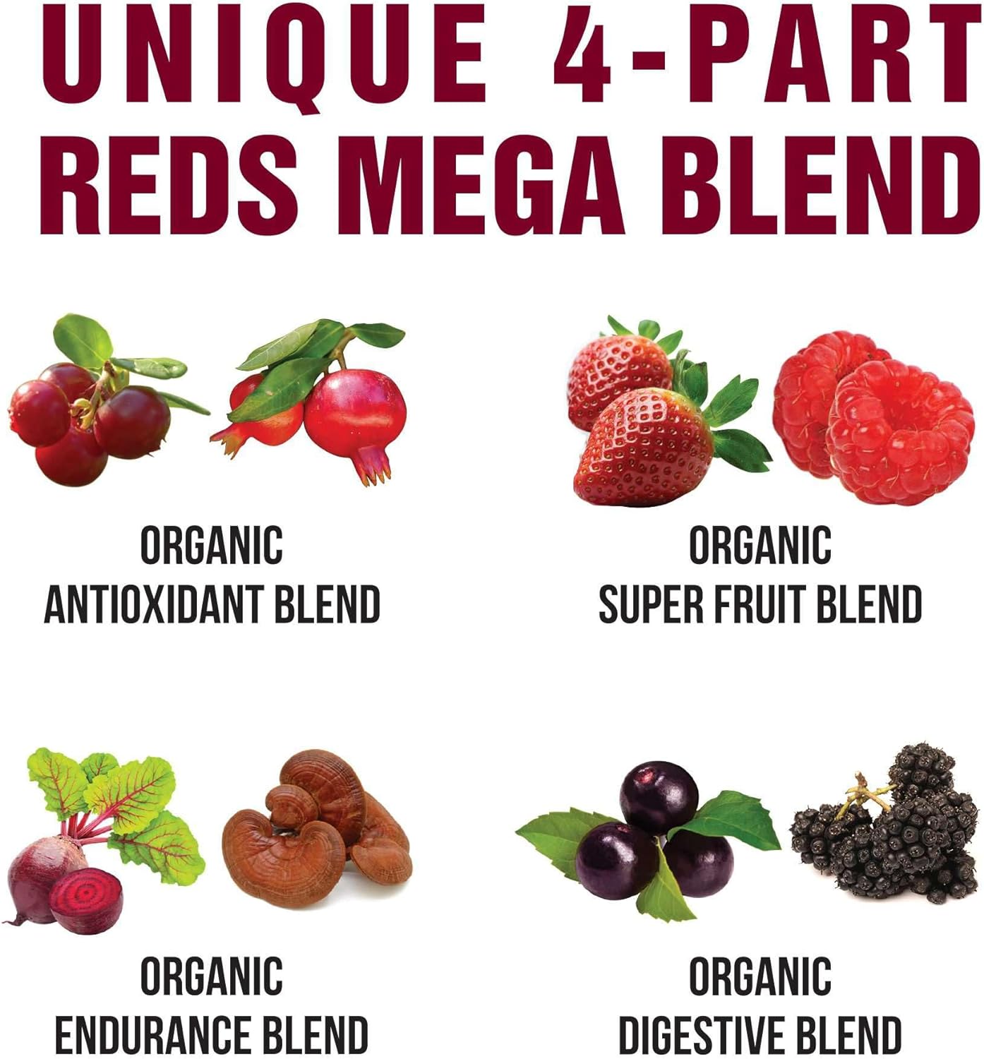 Organic Reds Superfood Powder with 25+ All Natural Ingredients for Peak Energy and Detox, Raspberry, Elderberry, Beetroot - Best Tasting Red Juice for Vitality and Performance - Espot.com.au