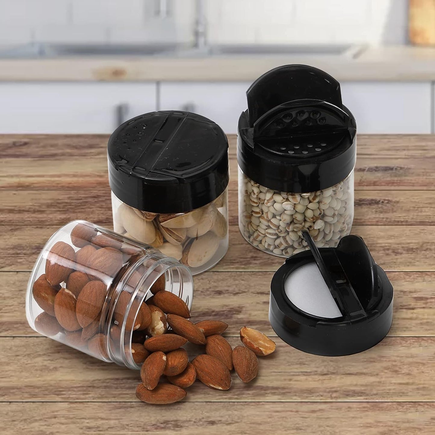 30-pack-clear-plastic-jars-4-oz-with-black-flip-cap-for-pouring-or-shaking---round-food-safe-storage-containers-for-spices-powders-cosmetics-crafts-7