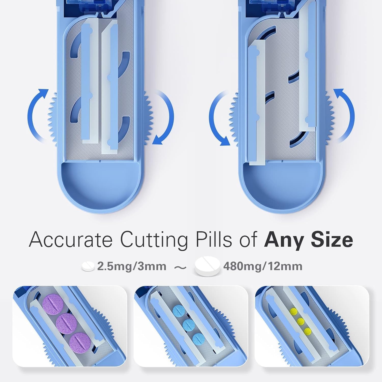 one-pix-pill-cutter-splitter---cuts-small-and-tiny-pills-multiple-pills-at-a-time-stainless-steel-blade---purple-3