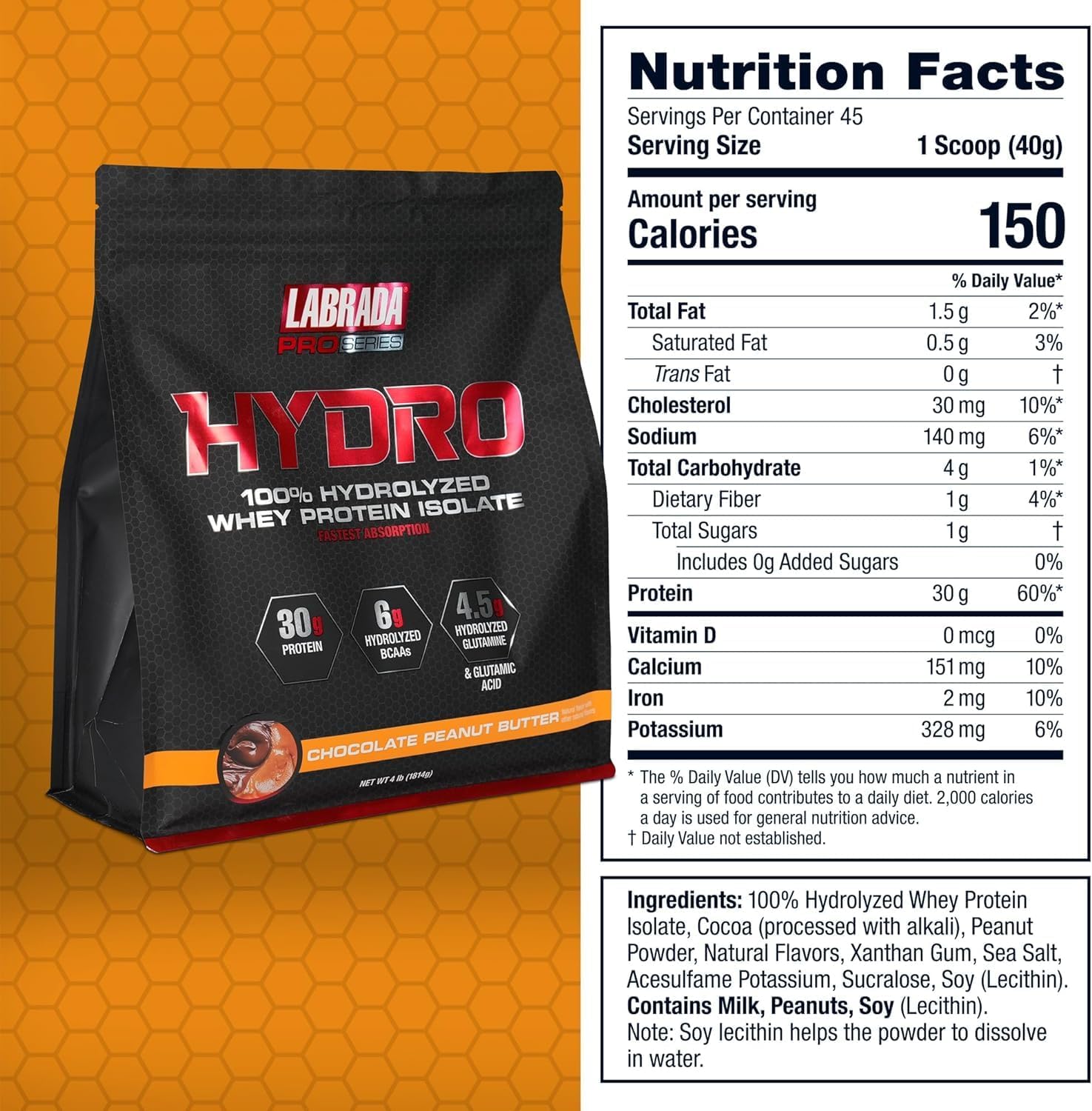 labrada-hydro-whey-protein-isolate-powder---100-pure-lactose-free-glutamine-enriched-fast-digesting-instant-mix-delicious-taste---45-servings-4lb-peanut-butter-3