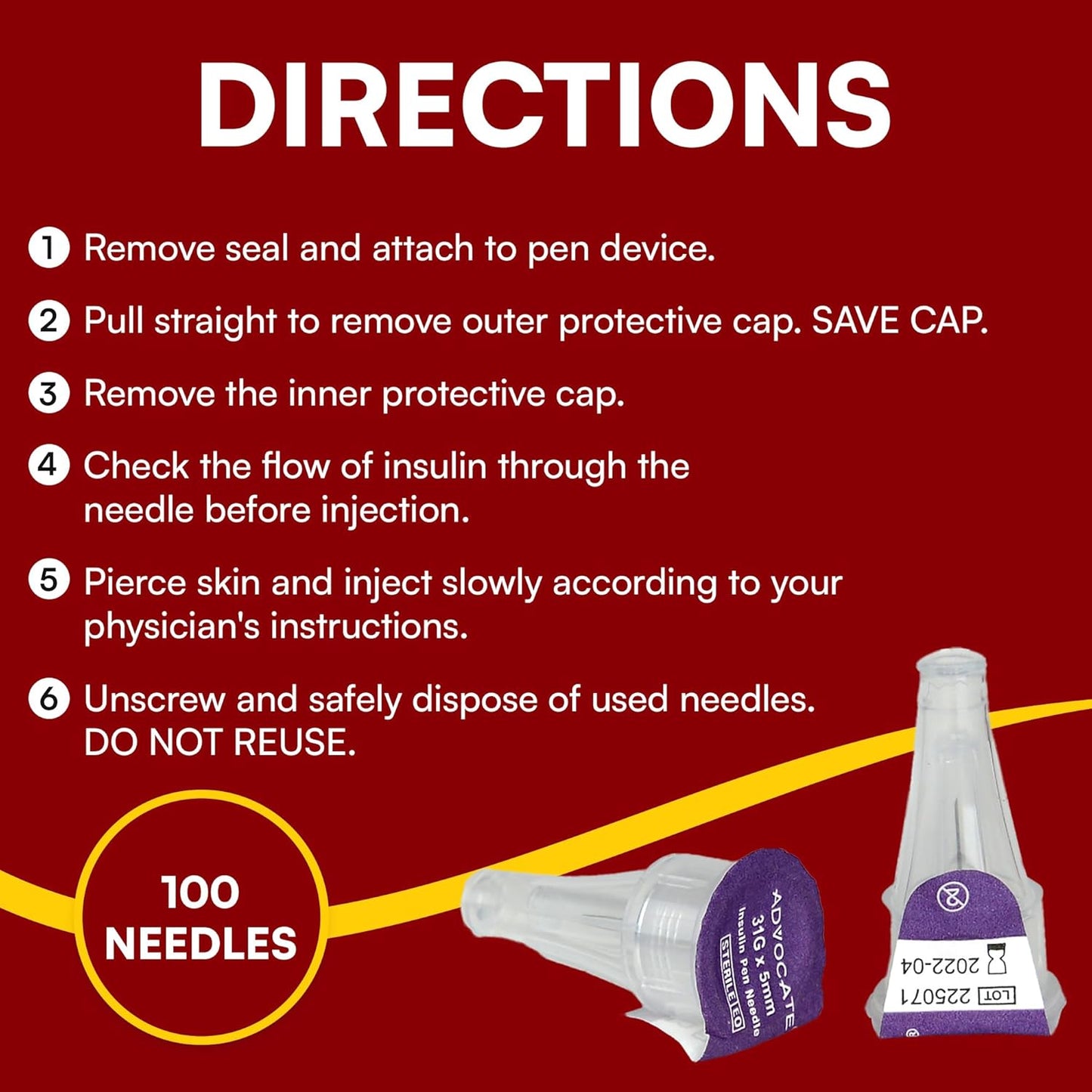 extra-lubricated-advocate-diabetic-pen-needles-31g-5mm---100-count-box---tri-bevel-insulin-needles---universally-compatible-for-diabetes-care-6