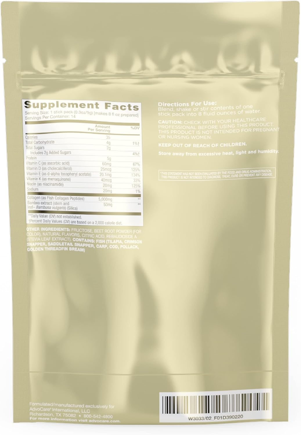 Marine Collagen Supplement with Vitamins C, D, and E for Nail, Skin, and Hair Care - 14 Stick Packs - Espot.com.au