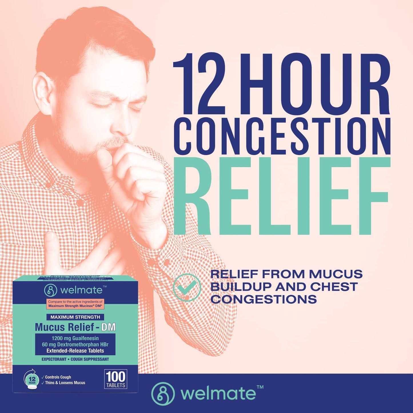 Maximum Strength Mucus Relief Tablets for Chest Congestion - 12-Hr Cough Suppressant & Expectorant with Guaifenesin & DXM - 100 Bi-Layer Ct - Espot.com.au