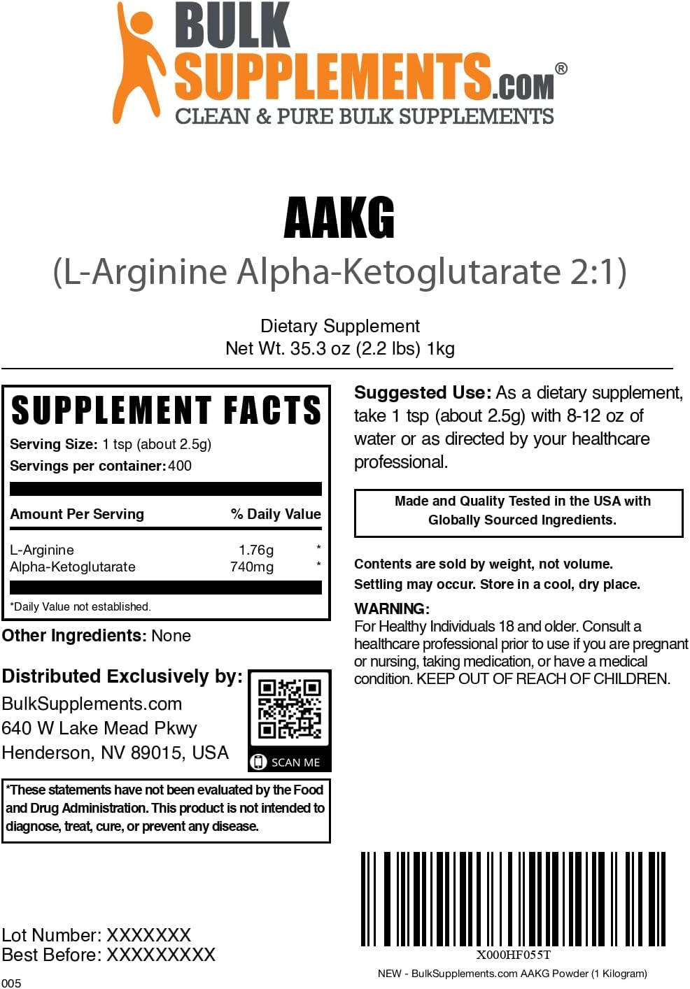 high-quality-aakg-powder-supplement---2500mg-per-serving-1kg-22-lbs---unflavored-gluten-free---boosts-performance-endurance---pack-of-1-6