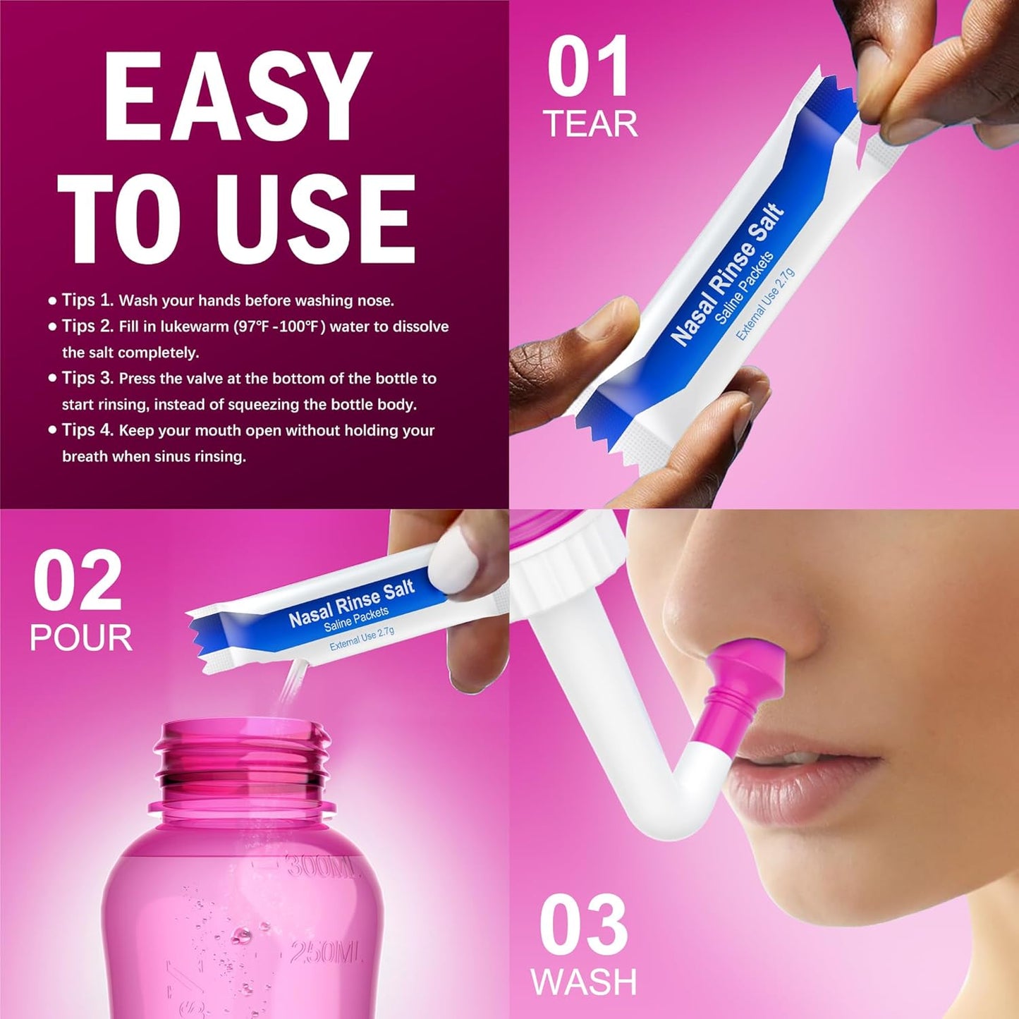 maoever-neti-pot-sinus-rinse-bottle-for-adult-kid-bpa-free---300-ml-with-30-salt-packets---pink-nasal-irrigation-kit-6